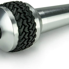 DV8 Offroad | Replacement Automatic Transmission Shift Knob for Wrangler JK | Billet Aluminum | Includes Patented Tire Tread Rubber Grip | Silver Finish