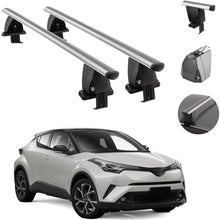 Roof Rack Cross Bars Lockable Luggage Carrier Smooth Roof Cars | Fits Toyota C-HR 2018-2021 Silver Aluminum Cargo Carrier Rooftop Bars | Automotive Exterior Accessories