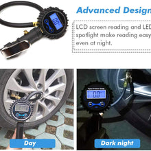 A ABIGAIL Digital Tire Inflator with Pressure Gauge 250 PSI Air Chuck and Compressor Accessories w/Rubber Hose Lock on Air Chuck and Quick Connect Coupler