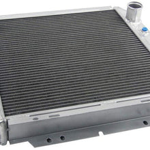 OzCoolingParts 3 Row Core Full Aluminum Radiator + 14" Fan w/Shroud + Thermostat/Relay Wire Kit for 1963-1966 64 65 Ford Mustang Falcon Ranchero/Mercury Comet, V8 AT/MT