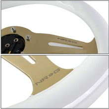 NRG Innovations ST-015CG-WT 350mm Chrome Gold Spokes White Wood Grain Grip Steering Wheel