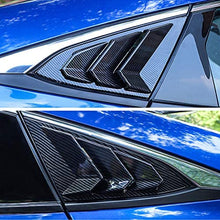 2X Sport Style Carbon Fiber Print Quarter Window Scoops Louvers for Honda Civic Sedan 2016 2017 2018 2019 2020