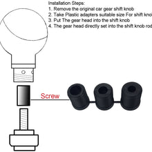 Abfer Black Car Shifter Knob, Metal Short Shift Handle Gear Knob with Adapter Aluminum Alloy Shifting Lever Head Fit Most Manual Automatic Transport Vehicles, 3.35inch