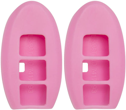 Keyless2Go Silicone Cover Protective Case for 3 Button Smart Proximity Keys for Nissan/Infiniti Vehicles with Push-Button Ignition - 2 Pack- Pink