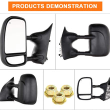 ROADFAR Towing Mirrors Fit For 1999-2007 For Ford F250/F350/F450/F550 2001-2005 For Ford Excursion Super Duty Tow Mirrors Power Heated No Light with Conversion Plug Black Textured Manual Telescoping