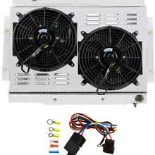 OzCoolingParts 4 Row Core Full Aluminum Radiator + 2 x 12" Fan w/Shroud + Thermostat/Relay Kit for 1970-1985 71 72 73 74 75 76 77 78 79 80 81 82 83 84 Jeep CJ5 CJ6 CJ7 GM Chevy V8 Conversion