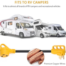 Snowy Fox 50 Amp to 30 Amp RV Adapter - 50Male/30Female RV Electrical Power Adaptors Cable with Innovative 180 Degree Bend Design Easy Ergonomic Grip Handle, 18inches