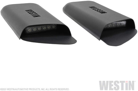 Westin 62-41115 LED Hood Scoop Textured Black Gauge Steel Incl. Two 5 in. LED 1600 Lumen 18W Lights LED Hood Scoop