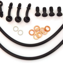 Short Stainless Steel Brake Line Kit - Black - 35 Degree Caliper Mount - Fits Honda CB360/450/500/550/750 For drag, clip on, or clubman handlebars!