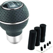 Abfer Shift Knob 5 Speed Leather Gear Shifter Car Shifting Stick Ball Knobs for Most Manual Vehicle, Blue