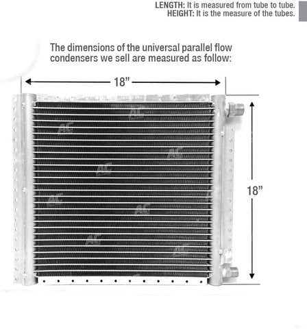 CLIMAPARTS CNFP1818 A/C Universal Condenser Parallel Flow 18 x 18 O-ring #6#8