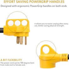 Snowy Fox 50 Amp to 30 Amp RV Adapter - 50Male/30Female RV Electrical Power Adaptors Cable with Innovative 180 Degree Bend Design Easy Ergonomic Grip Handle, 18inches