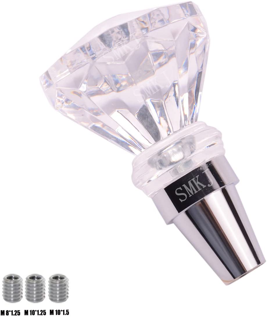 SMKJ Crystal Diamond Style Shift Knob Manual Automatic Gear Stick Shifter Acrylic Shifter Knob Car Shift Lever Fit for Most Transmission Vehicles
