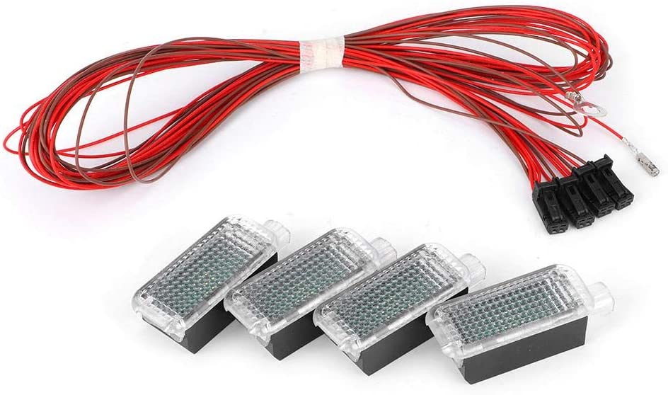 4Pcs LED Footwell Lights Interior Light with Wiring Harness OEM 4E0947415A 4E0947415 Fit for A3 A4 A5 A6 A7 A8 Q3 Q5 Q7