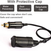 iMESTOU European Male Din Plug-US Female Cigarette Lighter Socket Adapter 12V-24V with Waterproof Cover