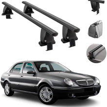 Roof Rack Cross Bars Lockable Luggage Carrier Smooth Roof Cars | Fits Lancia Lybra Sedan 1999-2005 Black Aluminum Cargo Carrier Rooftop Bars | Automotive Exterior Accessories