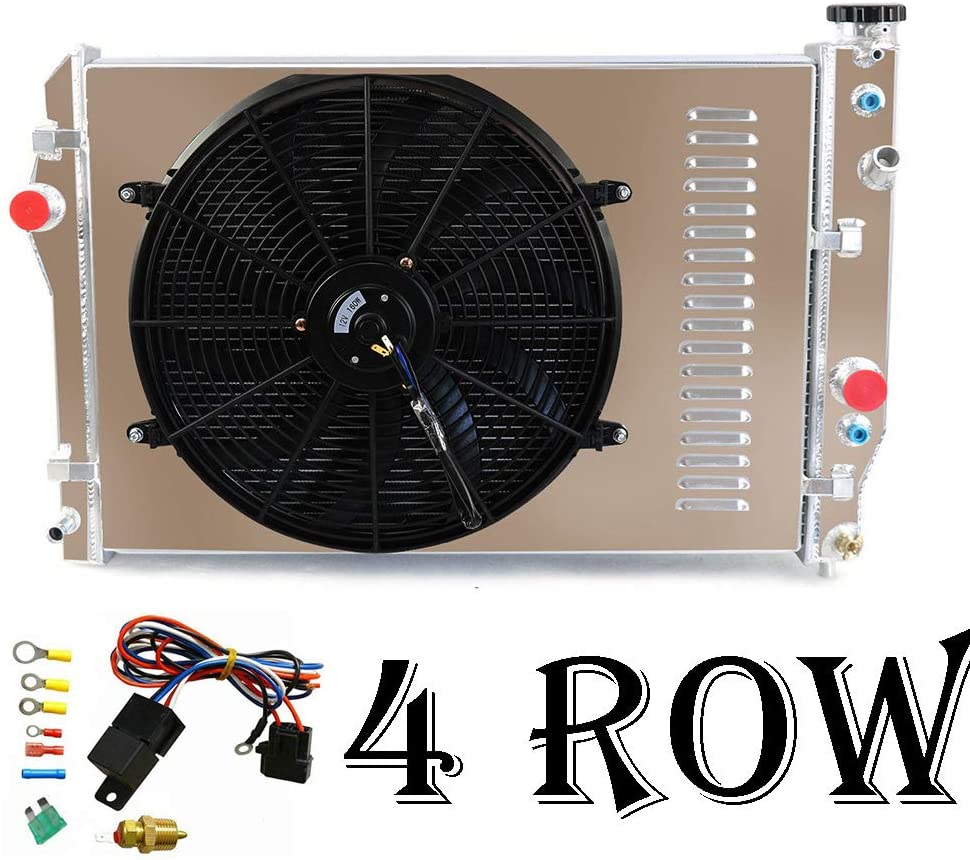 ALLOYWORKS 4 Row All Aluminum Radiator+Shroud Fan+Relay For 1993-2002 Chevy Camaro Z28, Pontiac Firebird V8