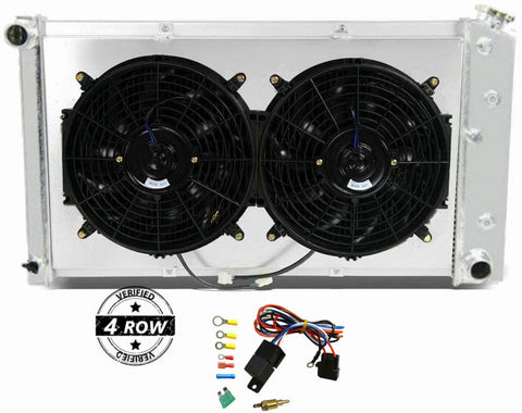 CoolingSky 4 Row Aluminum Radiator +2X12