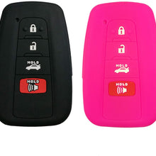 Coolbestda 2Pcs Rubber 4buttons Smart Key Fob Full Protector Remote Skin Cover Case Keyless Jacket for 2018 Toyota Camry C-HR Prius HYQ14FBC Black