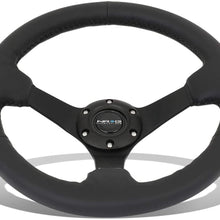 NRG Reinforced RST-033BK-R 330mm 3" Deep Dish Leather Grip Steering Wheel+ LED Keychain Flashlight