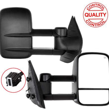 TUPARTS Tow Mirrors Fits For 2007-2014 Chevy Tahoe,GMC Yukon/Yukon XL Denali Towing Mirrors Power Heated No Turn Signal Light Black Textured Manual Telescoping
