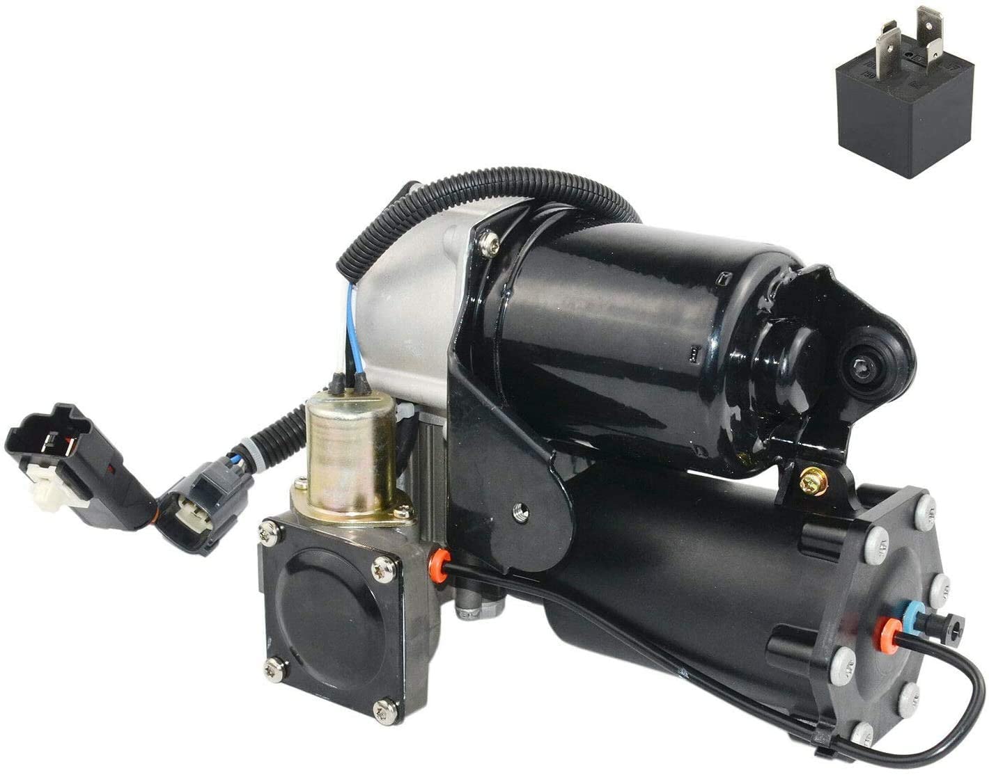 AKWH LR023964 Air Suspension Compressor Pump + Relay Part#LR044360 for Range Rover Sport, La-nd Rover LR3 LR4 (6 Plugs Hitachi Style)
