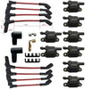 MAS 8 Pcs Square Ignition Coil with One Set Wires Compatible with Cadillac Chevy GMC Pontiac G8 Grand Prix H3 Tahoe Yukon Silverado Impala Trailblazer Avalanche 5.3L 6.0L V8 (8 coils & one set wires)