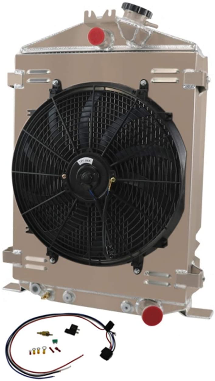 COOLINGSKY 4 ROWS ALL ALUMINUM RADIATOR +FAN SHROUD COMBO & RELAY KIT for 1932 FORD HI BOY STREET ROD w/CHEVY V8 SWAP