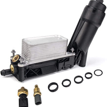 Engine Oil Cooler Filter Housing Adapter w/Sensors 3.6L 3.2L Compatible with 2011 2012 2013 Chrysler 200, 300, Town & Country, Dodge, Jeep Grand and More OE#5184294AE