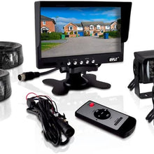 Pyle PLCMTR72 Weatherproof Rearview Backup Camera and Monitor Video System for Bus, Truck, Trailer and Van (2 Cams, 7'' Monitor, Dual DC 12-24V), Black