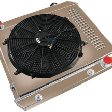 ALLOYWORKS 2 Row Core Aluminum Radiator+Shroud Fan+Relay For 1963-1966 Chevy C/K C10/C20/C30/K20 Series Pickup Truck, GMC