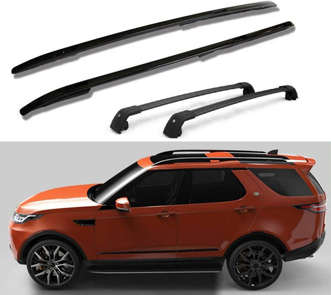KPGDG Fit for All New Discovery 5 L462 2017 2018 2019 2020 4 Pcs Aluminium Roof Rails Roof Racks Lockable Cross Bars Crossbars - Black