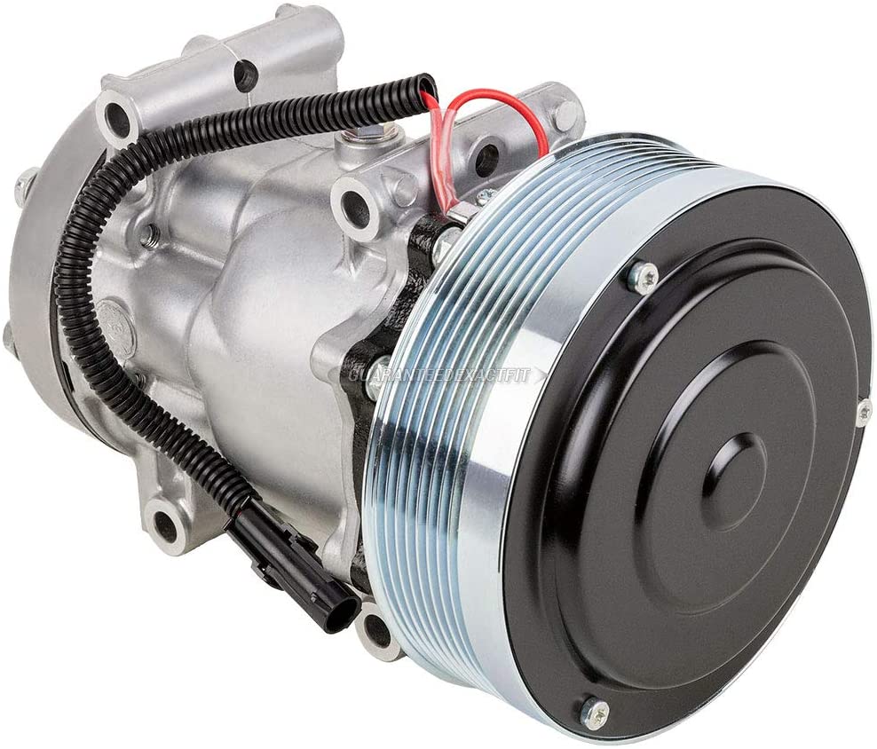 AC Compressor & 152mm 8 Groove A/C Clutch Replaces Sanden SD7H15 4499 4768 w/Dust Cover & 12v Clutch Switch - BuyAutoParts 60-02159NA New