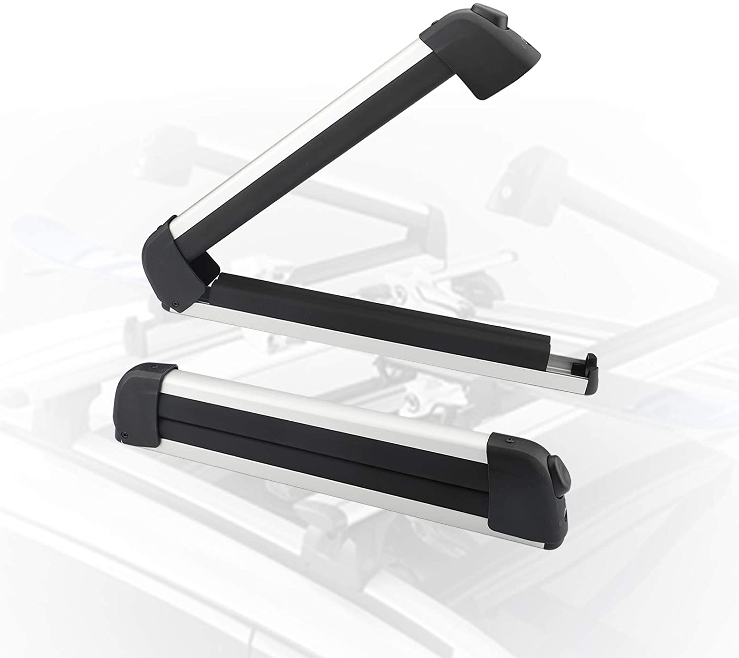 Richeer 21 inch Ski & Snowboard Roof Racks Universal for 2 Pairs Skis/2 Snowboards, Resistant to -60°C, Lockable Mount of Aviation Aluminum, Snow Sport Carrier fit Wing/Oblate/Square Crossbars