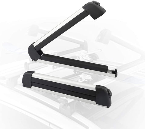 Richeer 21 inch Ski & Snowboard Roof Racks Universal for 2 Pairs Skis/2 Snowboards, Resistant to -60°C, Lockable Mount of Aviation Aluminum, Snow Sport Carrier fit Wing/Oblate/Square Crossbars
