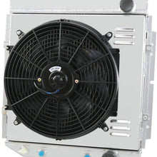 OzCoolingParts 3 Row Core Full Aluminum Radiator + 14" Fan w/Shroud + Thermostat/Relay Wire Kit for 1963-1966 64 65 Ford Mustang Falcon Ranchero/Mercury Comet, V8 AT/MT