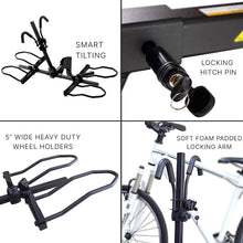 KAC Overdrive Sports K2 2” Hitch Mounted Rack 2-Bike Platform Style Carrier for Standard, Fat Tire, and Electric Bicycles – 60 lbs/Bike Heavy Weight Capacity – Smart Tilting – RV Use Prohibited