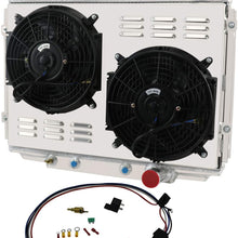 CoolingSky 62MM 4 Row Core Aluminum Radiator +2X12" Fan +Shroud for Ford Mustang Cougar Fairlane Ranchero V8 1967-1970