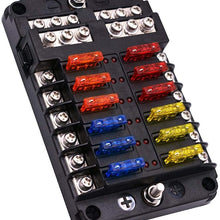 12 Way Blade Fuse Box Block Holder Indicator Auto Marine 12V 32V Waterproof Motorcycle Car Professional Parts (Color : Black)