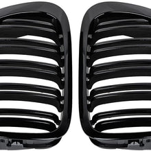 AMOPA Glossy Black M-Color Front Sport Kidney Grille Compatible with 1999-2002 Car E46 2-Door Coupe Cabriolet Pre-Facelift