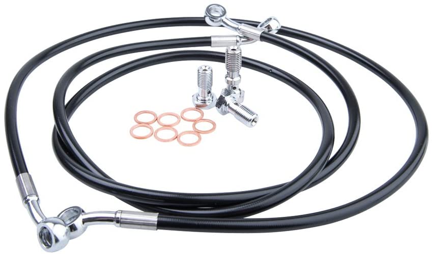 Tusk Front UTV Steel Braided Brake Line Standard Length Black - Fits: Polaris Ranger RZR XP 900 2011-2014