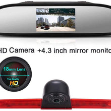 HD IP68 1280pixels Third Roof Top Mount Brake Lamp Reverse Rear View Backup Camera Angle and Distance Adjustable Night Vision for V W T6 Caravelle Bus Transporter MPV SUV (Camera+7" Monitor)