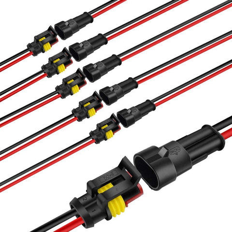 Car Waterproof Electrical Connector HID Plug 3 Pin Way Automotive 1.5mm Series Terminal Wire Connectors with Wire AWG Marine for Car, Truck, Boat, 6 Pack