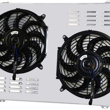 OzCoolingParts 73-91 Chevy C/K/R Series Fan Shroud Kit, Aluminum Radiator Louver Shroud + 2 x 12" Cooling Fan Kit for 1973-1991 Chevy C10 C20 C30 K10 K20 K30 Pickup Trucks Suburban Blazer/GMC Jimmy