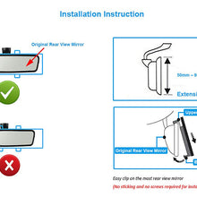 ICBEAMER 11.8" 300mm Easy Clip on Wide Angle Panoramic Blind Spot Fit Auto Interior Rearview Mirror Convex Clear Surface