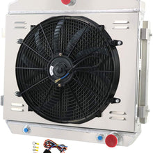 CoolingSky 3 Row Aluminum Radiator +Fan Shroud Combo &Thermostat Relay Kit for 1955-1957 Chevy Bel Air/Nomad/Del Ray /150 /210丨More V8 Cars