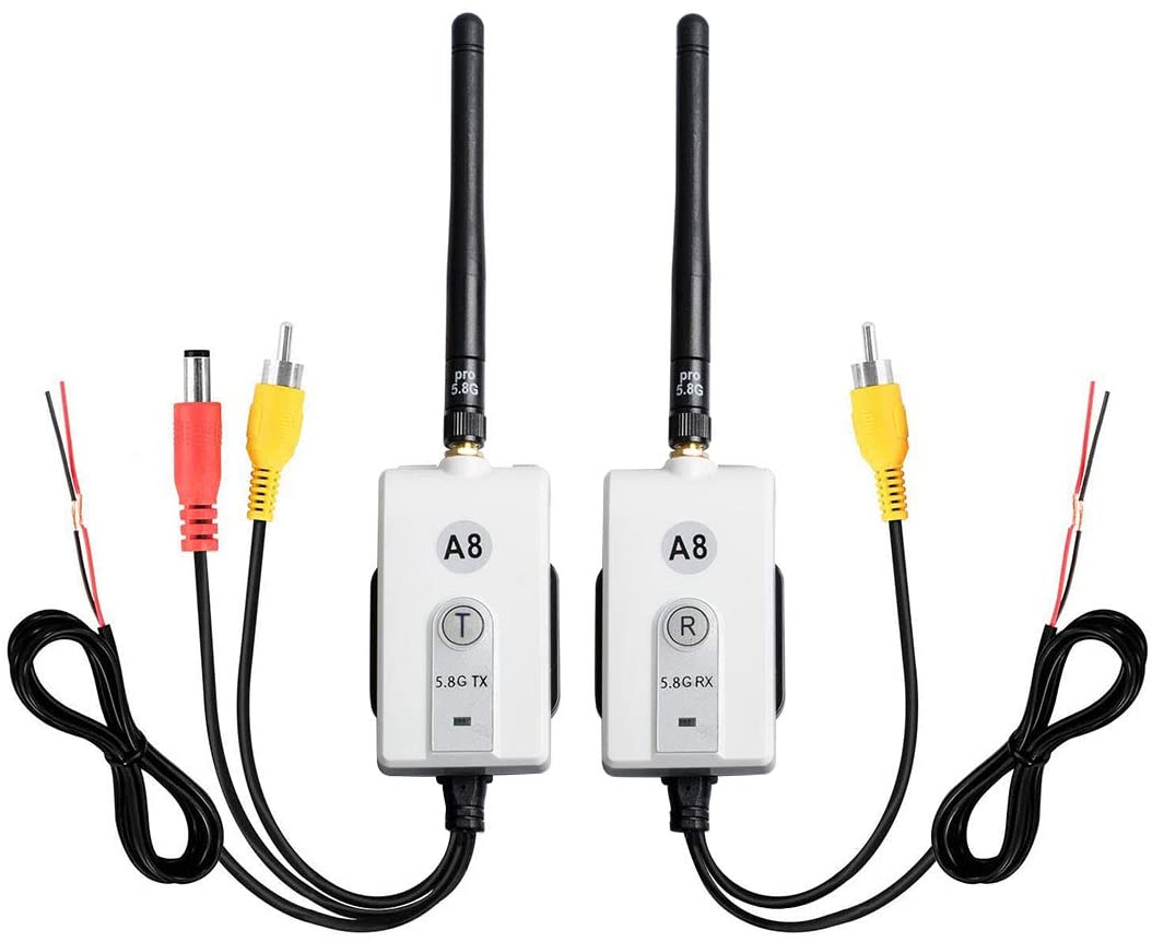 GOQOTOMO E-600 5.8G Wireless Color Video Transmitter and Receiver Long Range Kit for The Vehicle Backup Camera and Car Rear View Parking Monitor