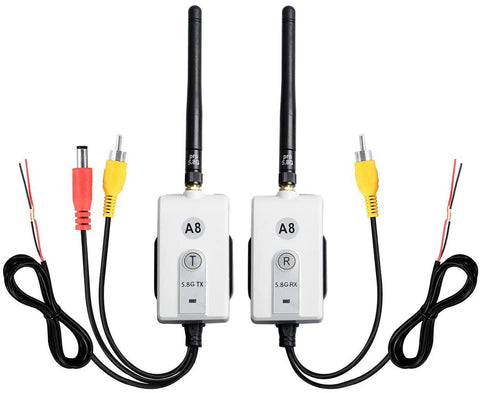 GOQOTOMO E-600 5.8G Wireless Color Video Transmitter and Receiver Long Range Kit for The Vehicle Backup Camera and Car Rear View Parking Monitor