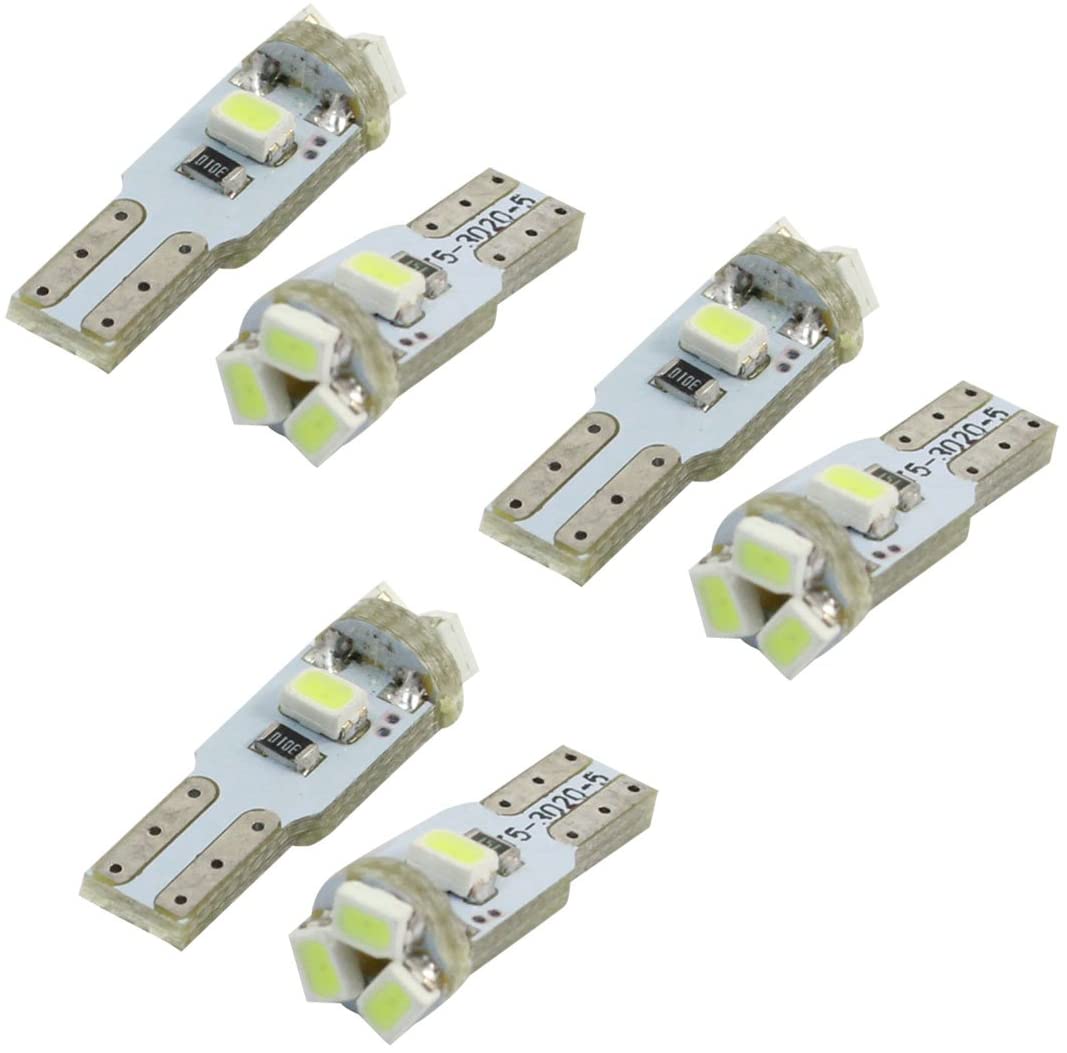 uxcell 6 Pcs T5 3020 Ice Blue 5 LED Internal Dashboard Light Bulbs for Car