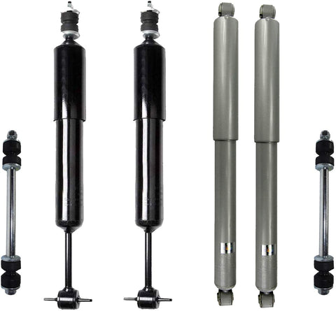 Detroit Axle - 6pc Front and Rear Shock Absorbers with Front Sway Bar Links for Ford Ranger (Exc FX4 or Highrider) Mazda B3000 B4000-4WD with Front Torsion Bar Sus.